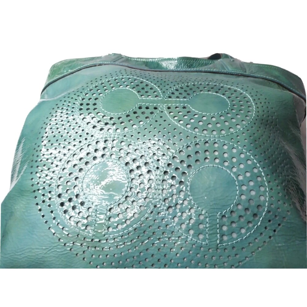 Coach Audrey Patent Leather Slim Tote Bag #17029 Green Large Retail $359 - Picture 4 of 11